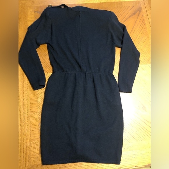 Vintage St. John for Saks Fifth Avenue Black Santana Knit Dress Size 4 Gold - Picture 4 of 8
